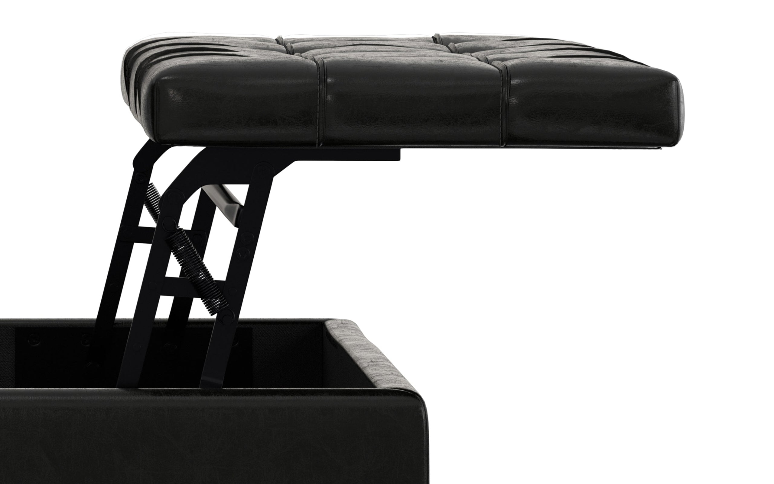 Midnight Black Vegan Leather | Laura Lift Top Storage Ottoman