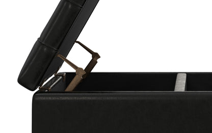 Midnight Black Vegan Leather | Laura Lift Top Storage Ottoman