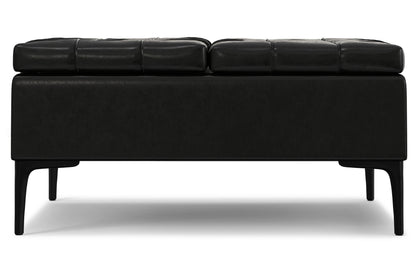 Midnight Black Vegan Leather | Laura Lift Top Storage Ottoman