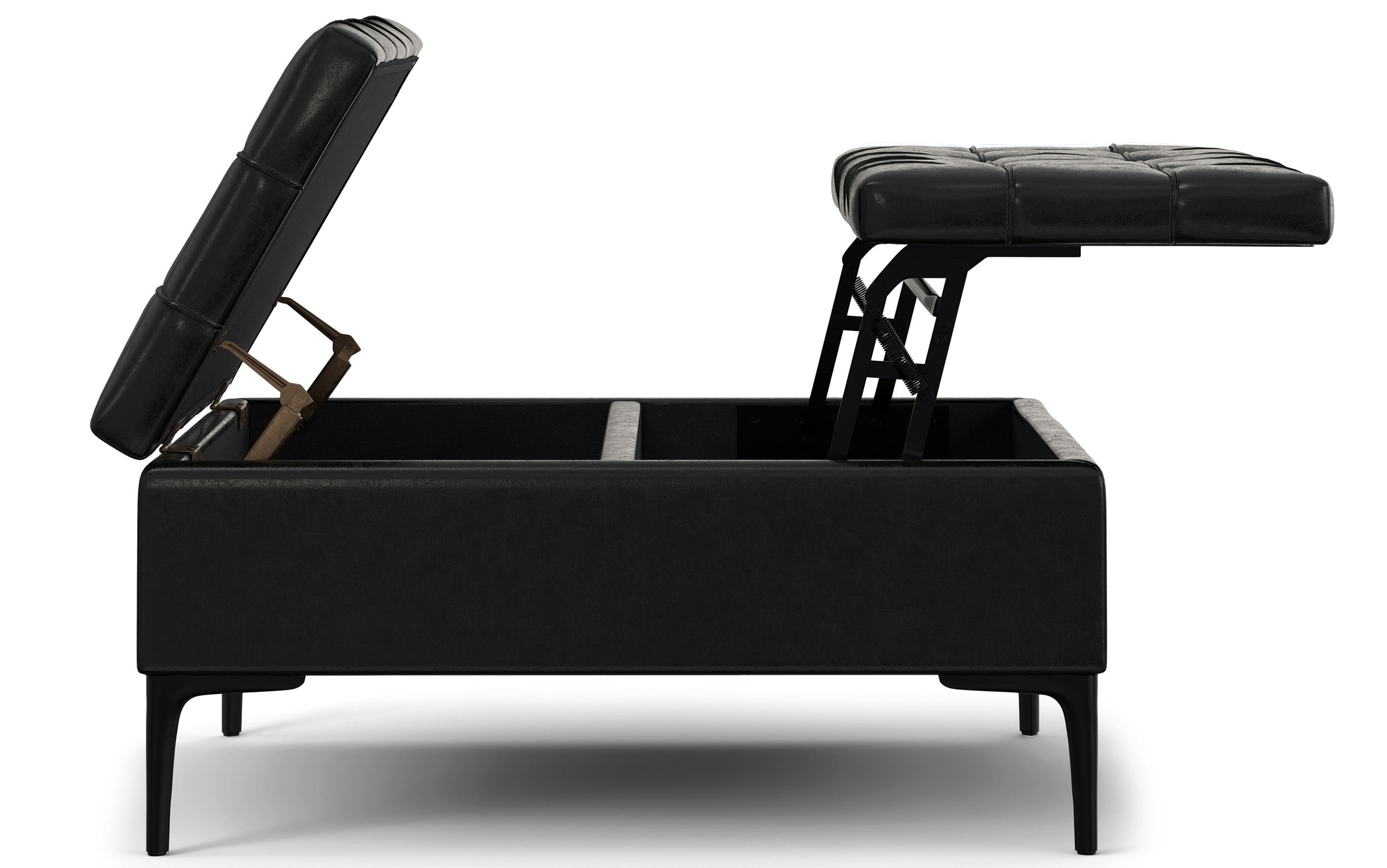 Midnight Black Vegan Leather | Laura Lift Top Storage Ottoman