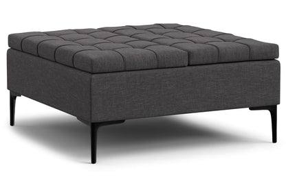 Slate Grey Linen Style Fabric | Laura Lift Top Storage Ottoman