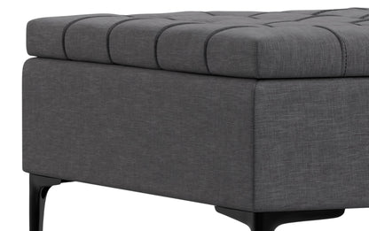 Slate Grey Linen Style Fabric | Laura Lift Top Storage Ottoman