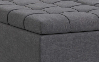 Slate Grey Linen Style Fabric | Laura Lift Top Storage Ottoman