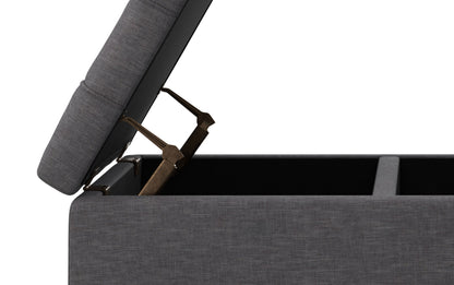 Slate Grey Linen Style Fabric | Laura Lift Top Storage Ottoman