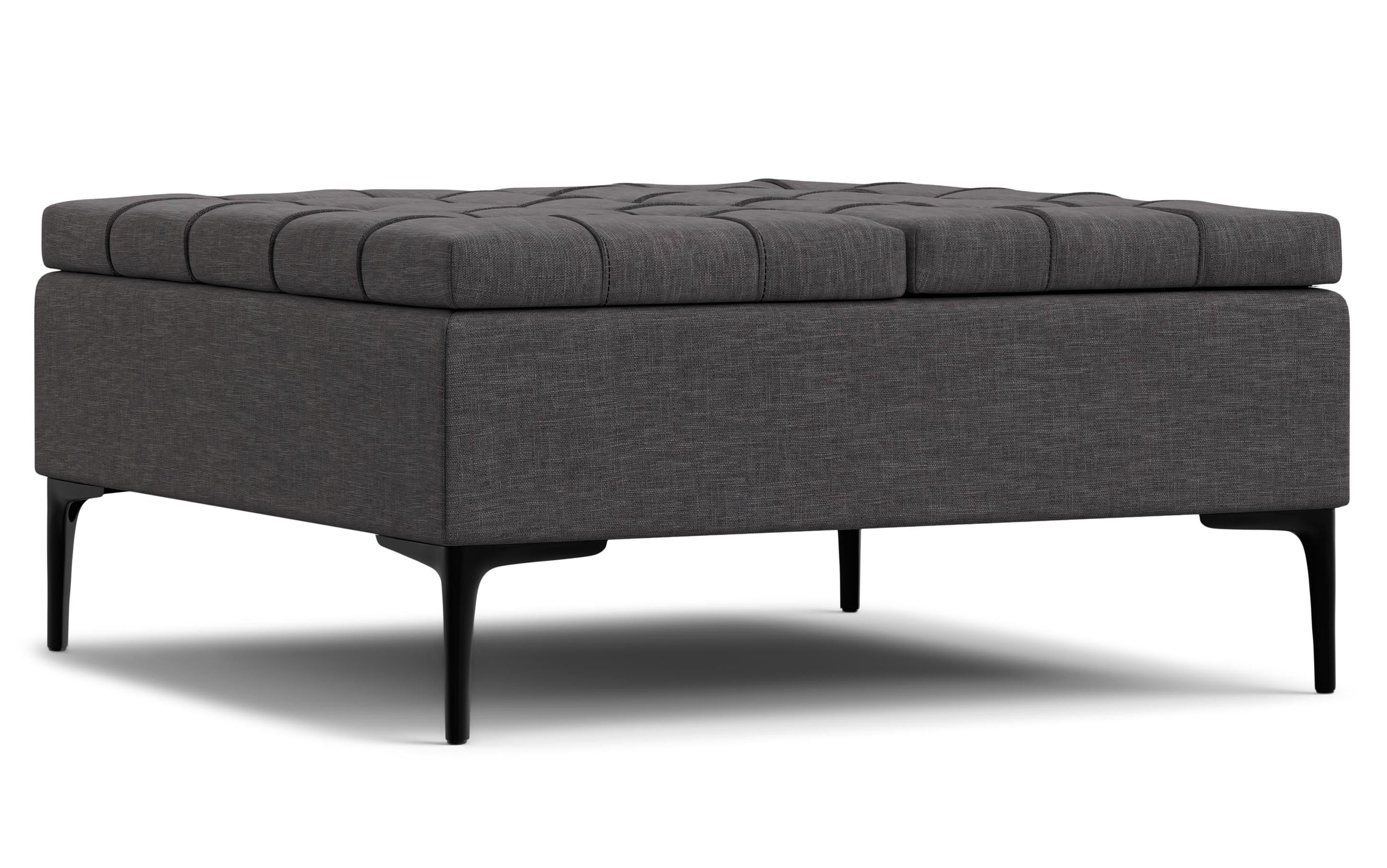 Slate Grey Linen Style Fabric | Laura Lift Top Storage Ottoman