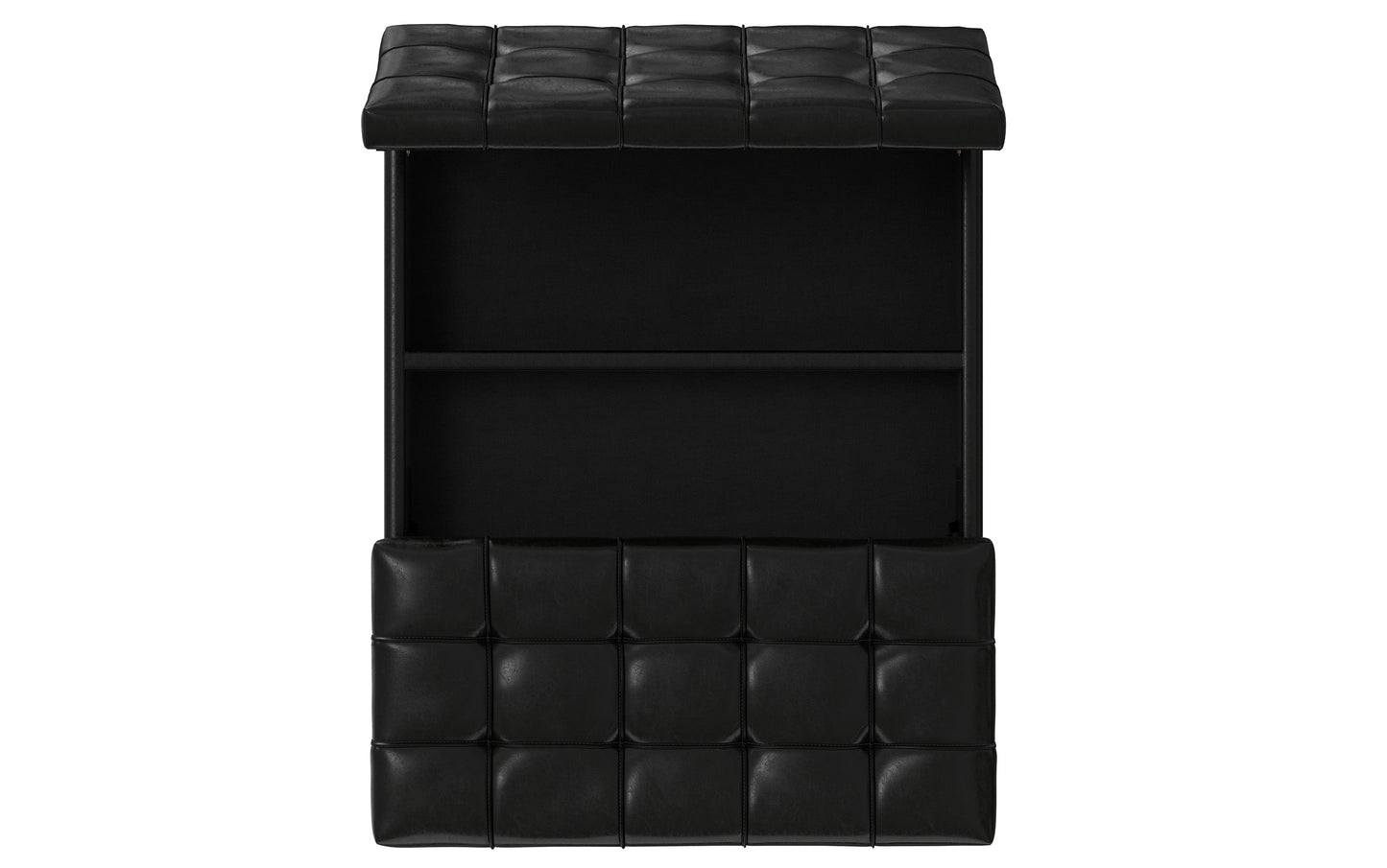 Midnight Black Distressed Vegan Leather | Mariah Lift Top Table Storage Ottoman