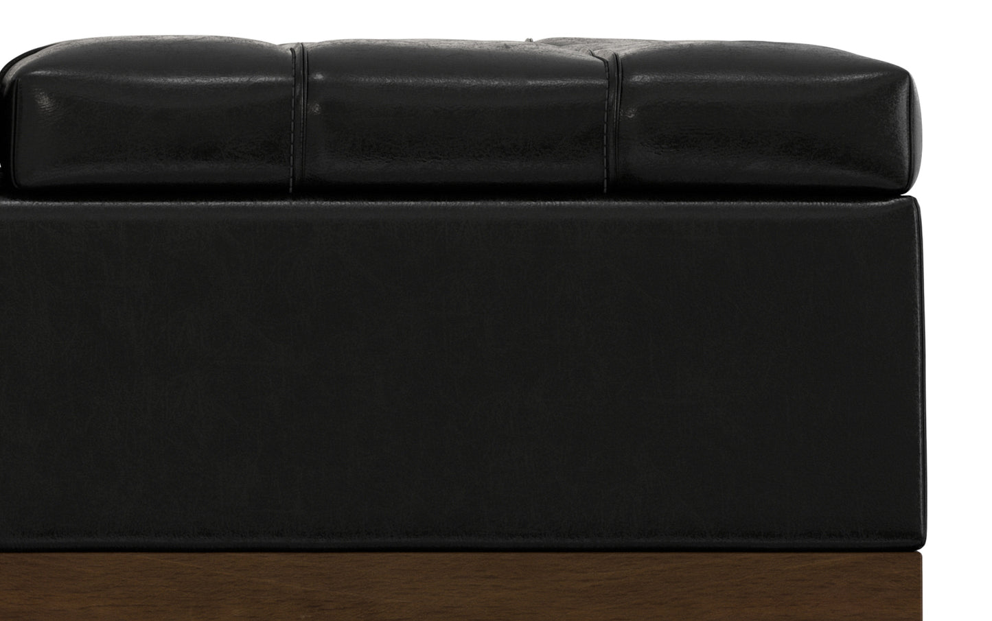 Midnight Black Distressed Vegan Leather | Mariah Lift Top Table Storage Ottoman