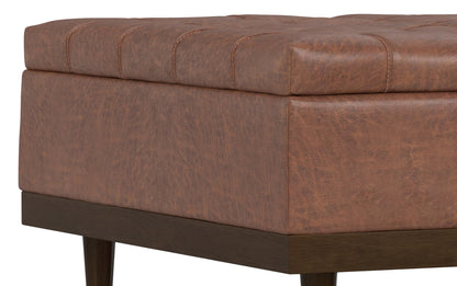 Distressed Saddle Brown Distressed Vegan Leather | Mariah Lift Top Table Storage Ottoman