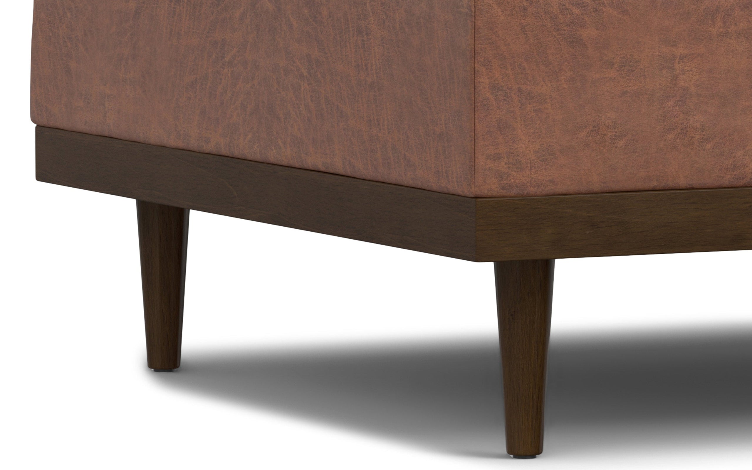 Distressed Saddle Brown Distressed Vegan Leather | Mariah Lift Top Table Storage Ottoman