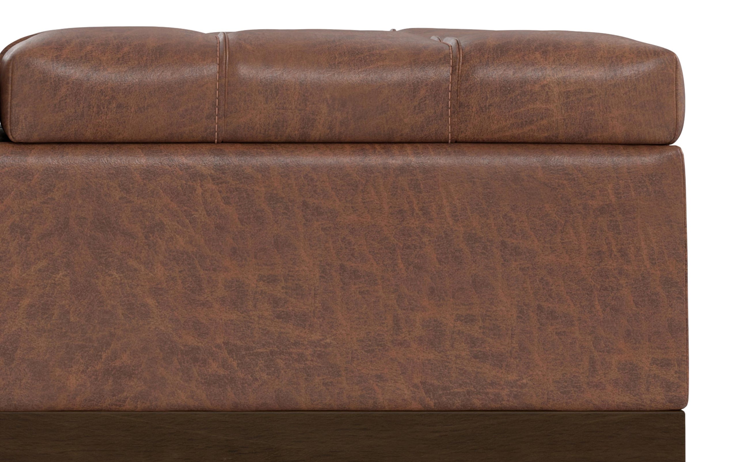 Distressed Saddle Brown Distressed Vegan Leather | Mariah Lift Top Table Storage Ottoman