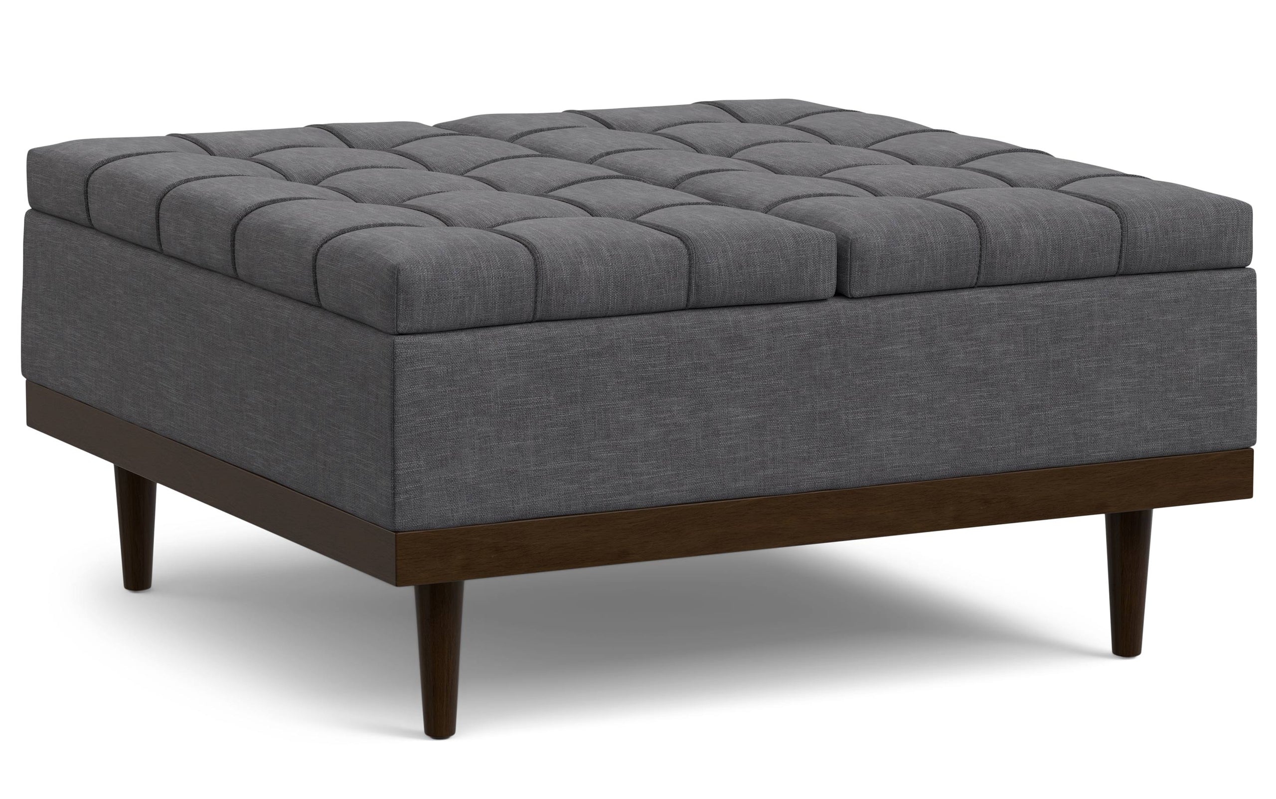 Slate Grey Linen Style Fabric | Mariah Lift Top Table Storage Ottoman