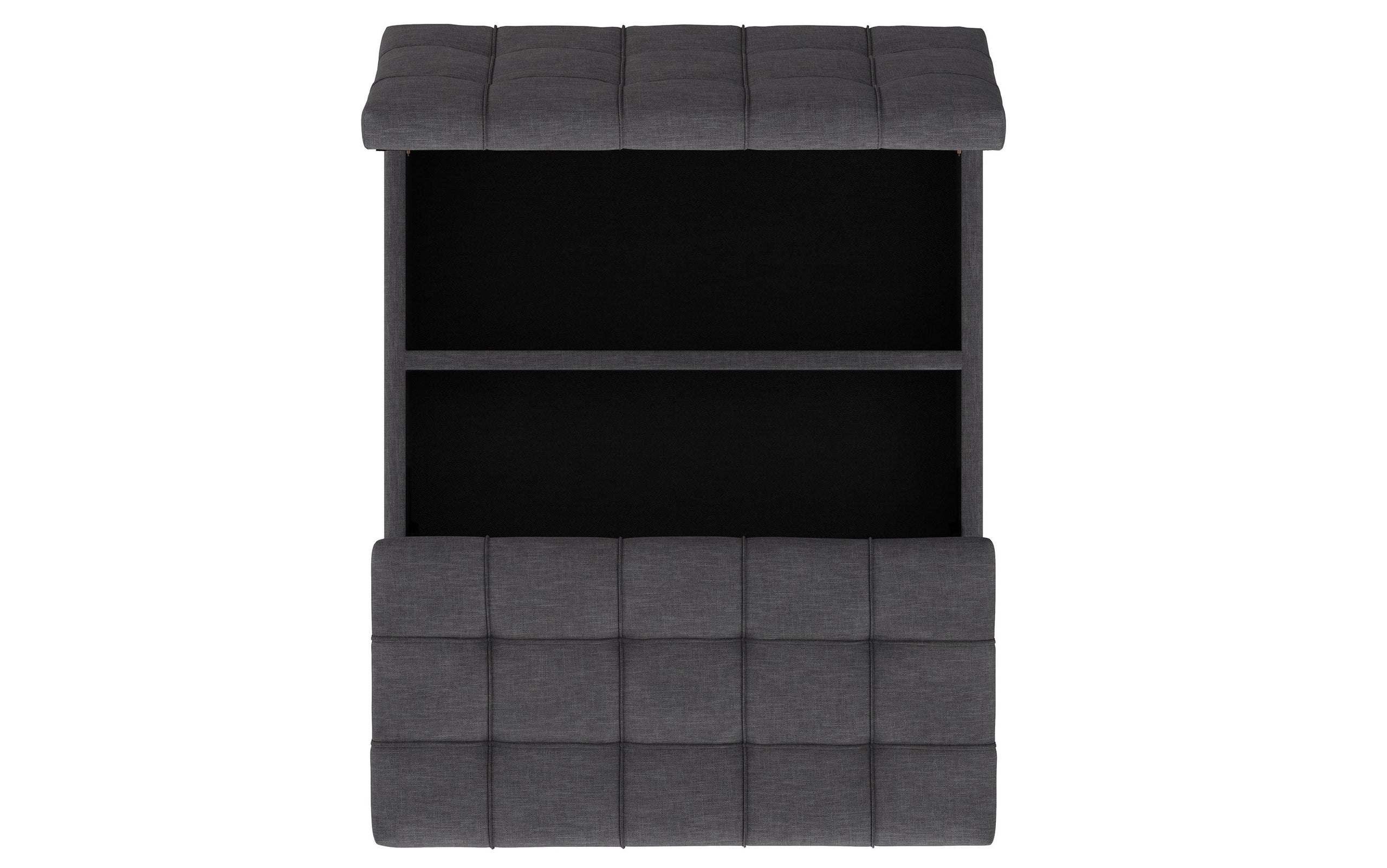 Slate Grey Linen Style Fabric | Mariah Lift Top Table Storage Ottoman