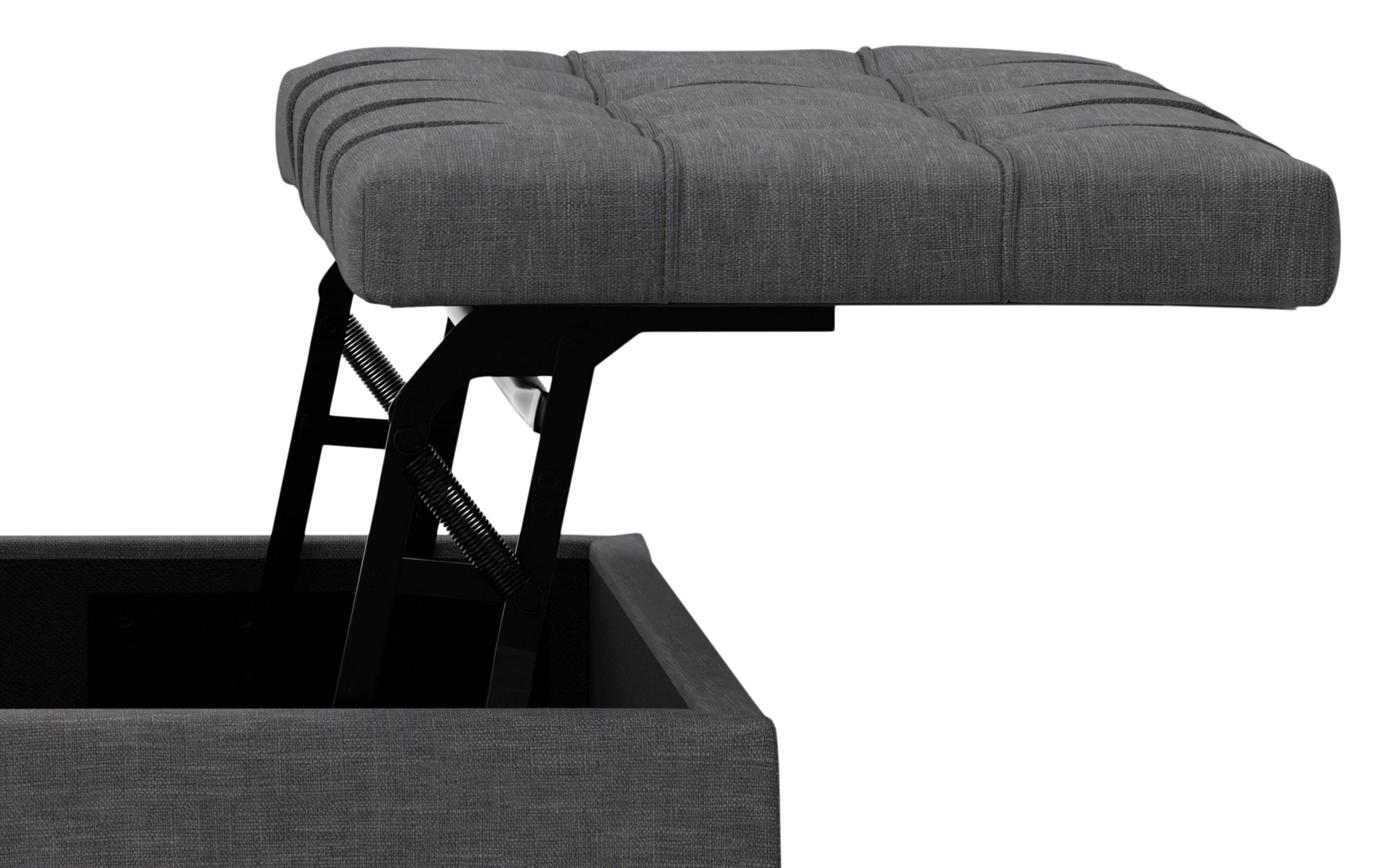 Slate Grey Linen Style Fabric | Mariah Lift Top Table Storage Ottoman