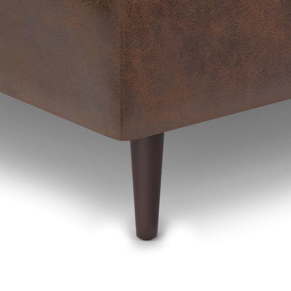 Distressed Chestnut Brown Distressed Vegan Leather | Shay Mid Century Large Square Coffee Table Storage Ottoman