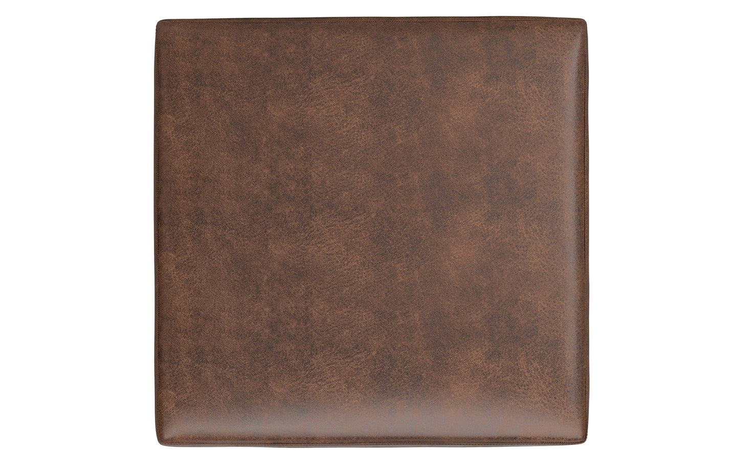 Distressed Chestnut Brown Distressed Vegan Leather | Shiloh Square Storage Ottoman