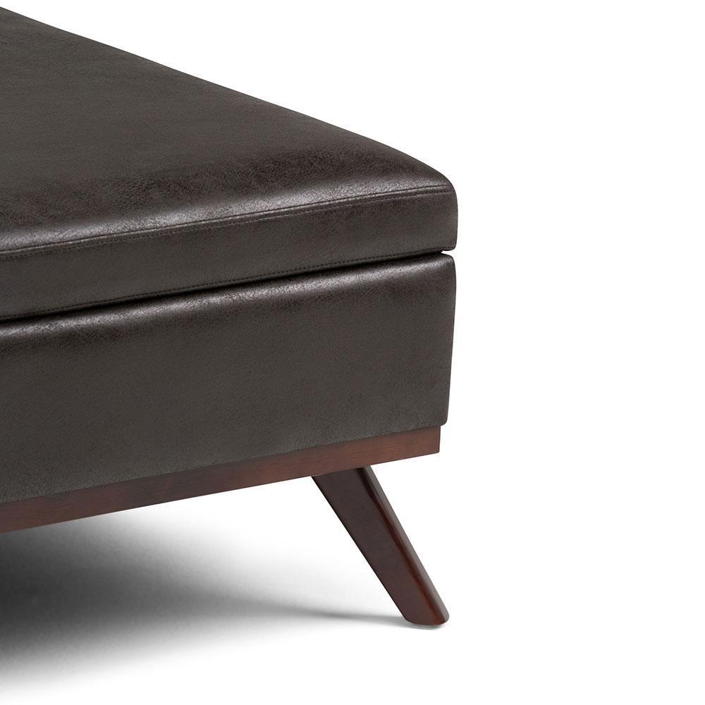 Distressed Black Distressed Vegan Leather | Owen Coffee Table Ottoman with Storage