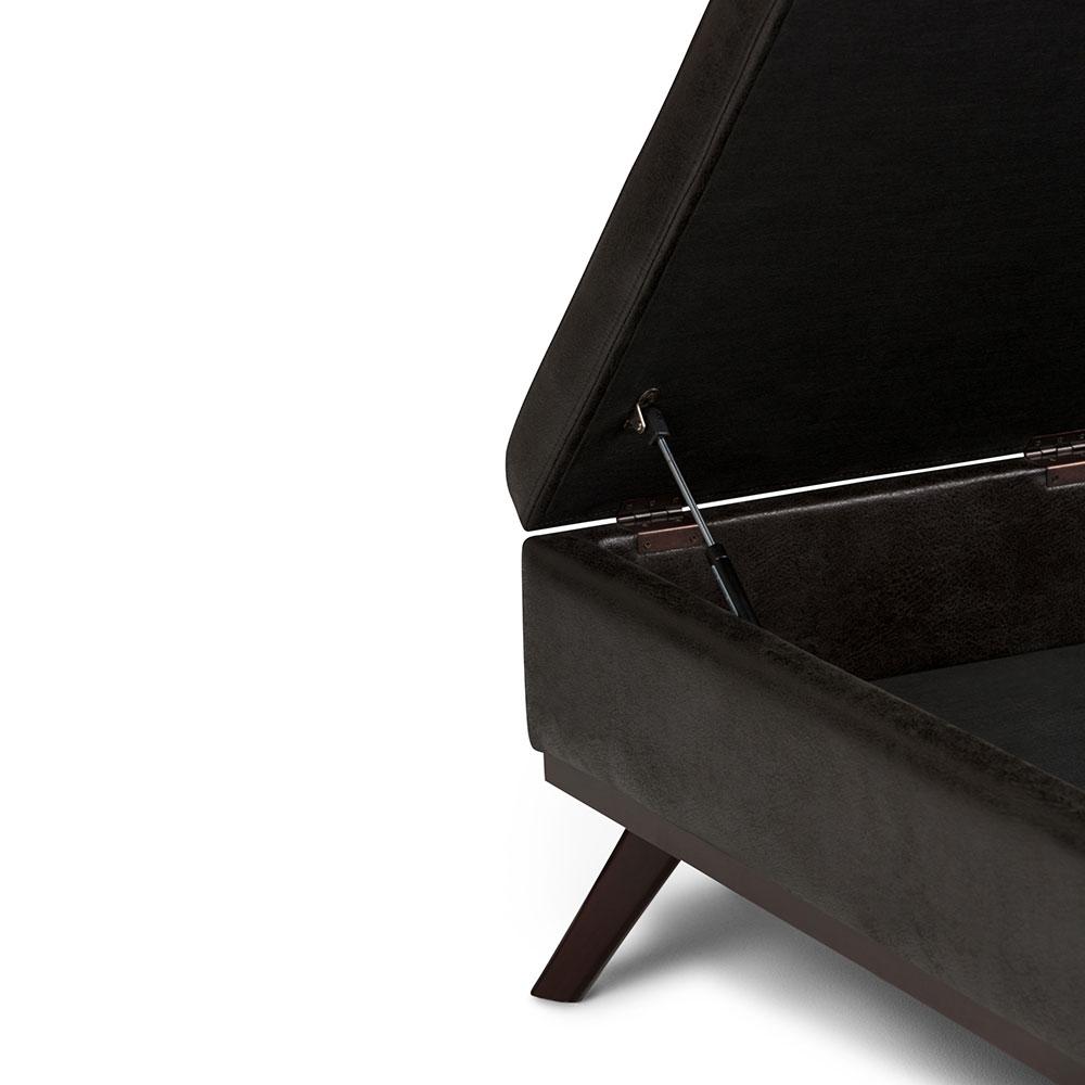 Owen Medium Square Table Ottoman in Distressed Vegan Leather