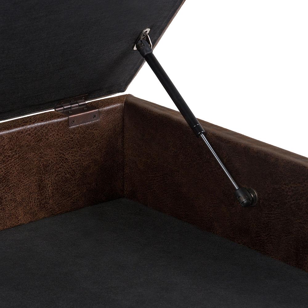 Owen Medium Square Table Ottoman in Distressed Vegan Leather