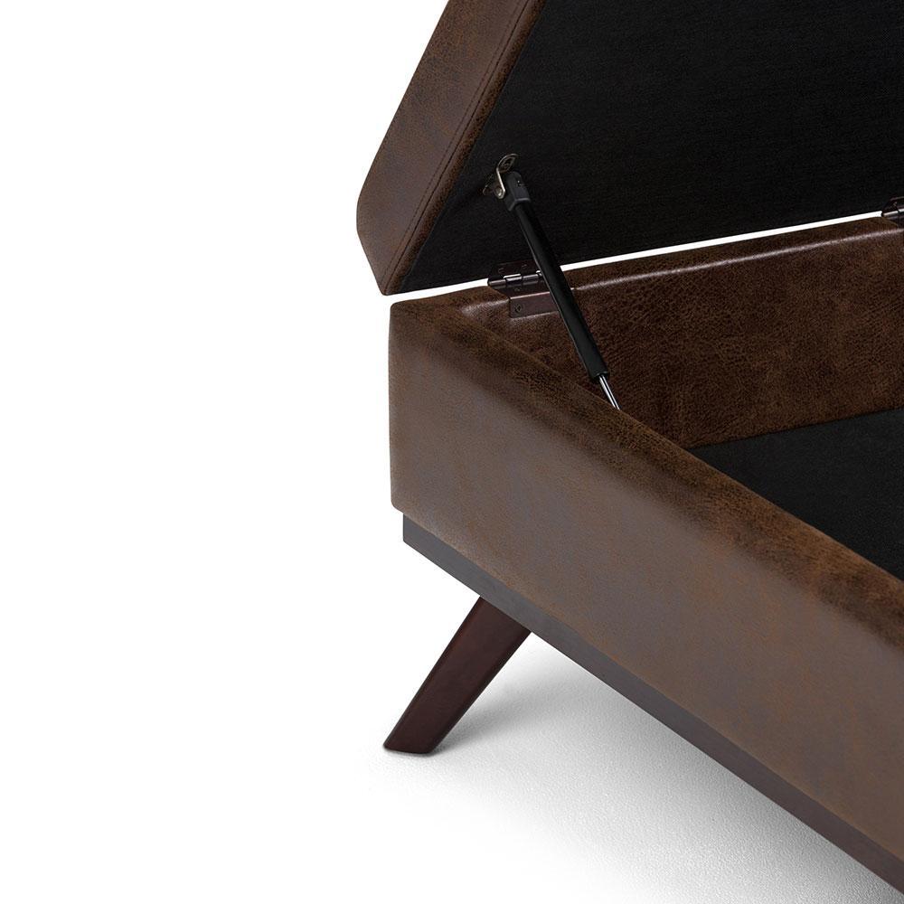 Owen Medium Square Table Ottoman in Distressed Vegan Leather