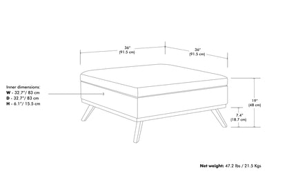 Natural Linen Style Fabric | Owen Coffee Table Ottoman with Storage