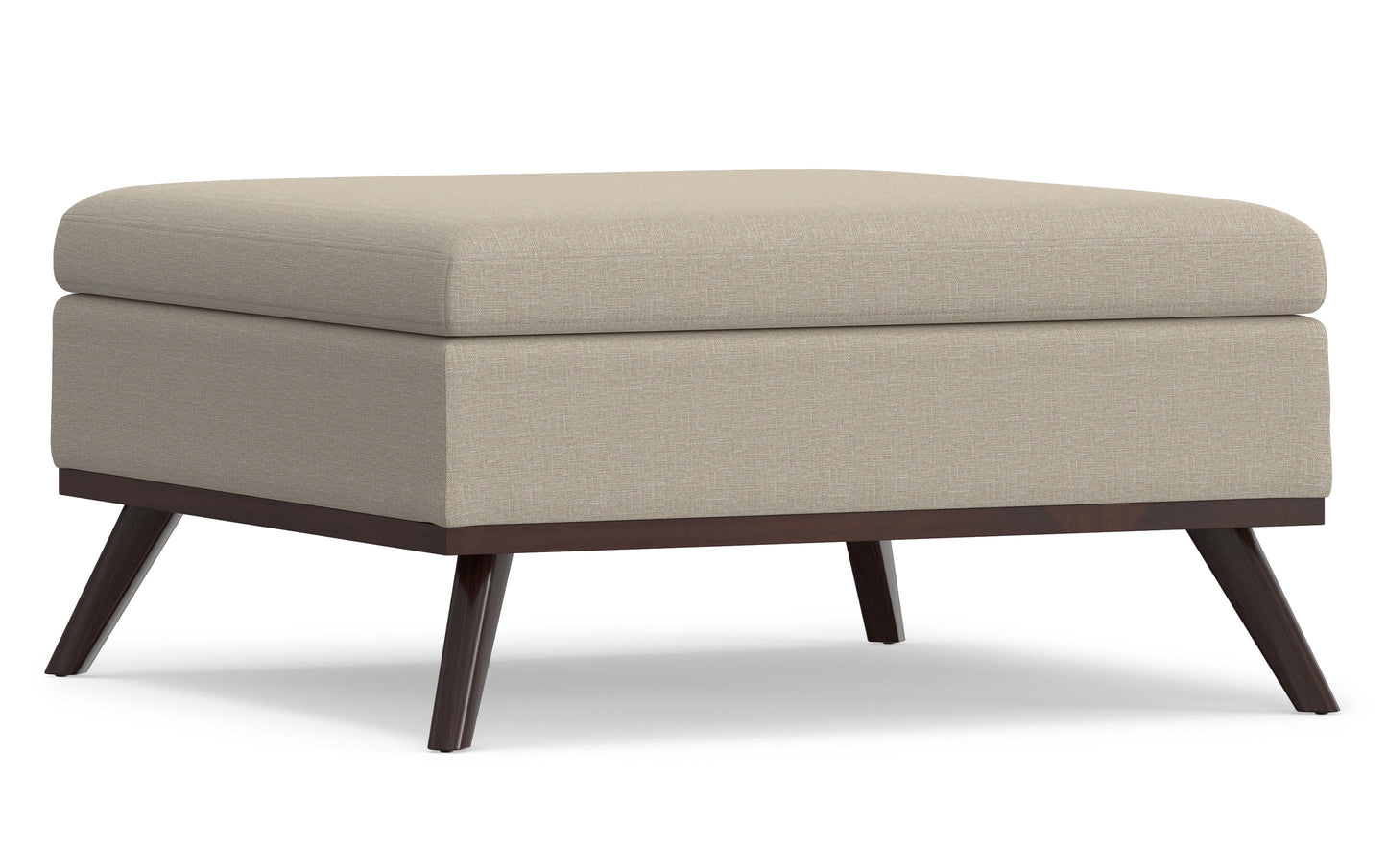 Natural Linen Style Fabric | Owen Coffee Table Ottoman with Storage