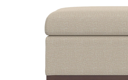 Natural Linen Style Fabric | Owen Coffee Table Ottoman with Storage