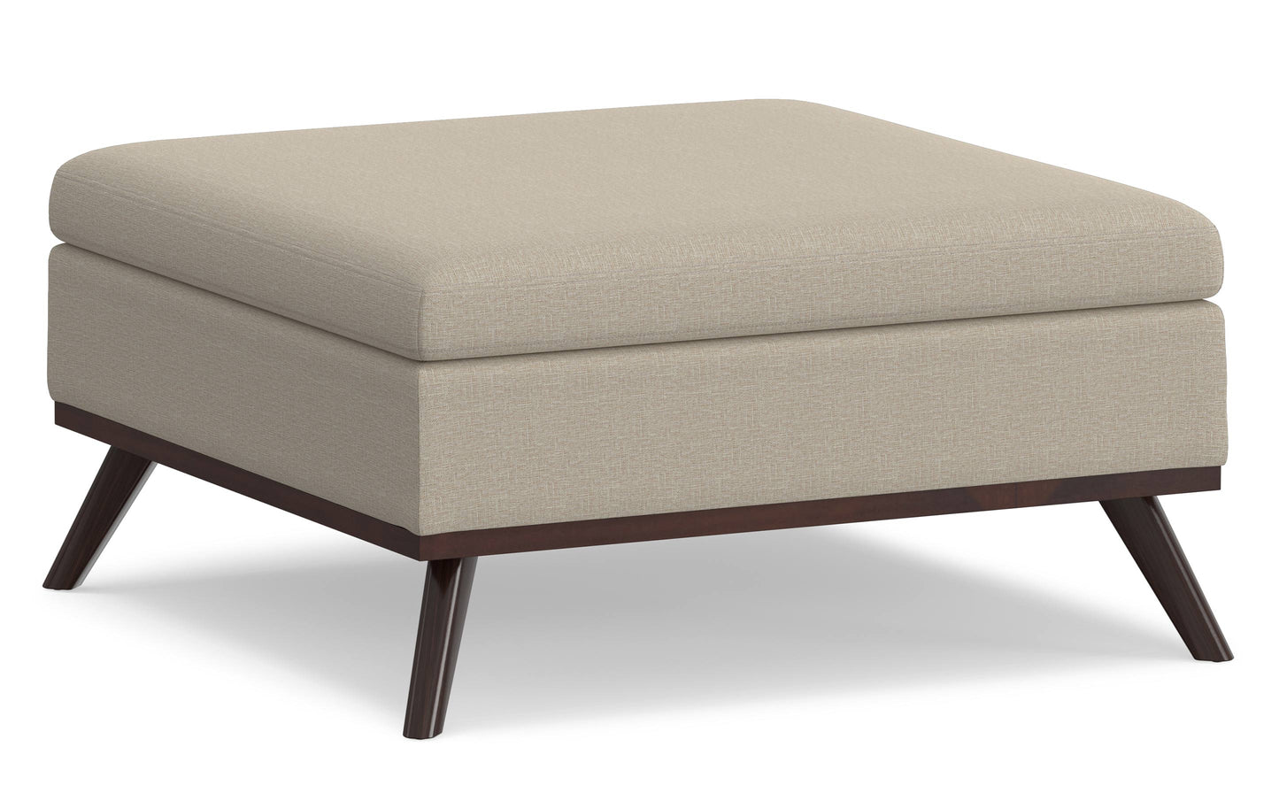 Natural Linen Style Fabric | Owen Coffee Table Ottoman with Storage