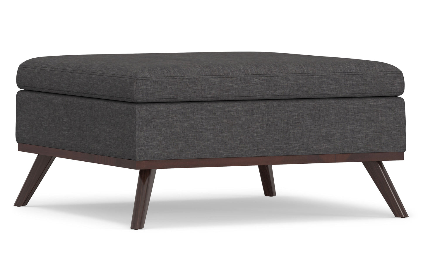 Slate Grey Linen Style Fabric | Owen Square Table Ottoman in Linen