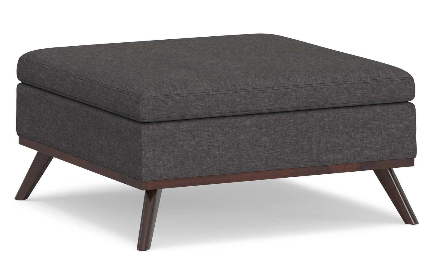 Slate Grey Linen Style Fabric | Owen Square Table Ottoman in Linen