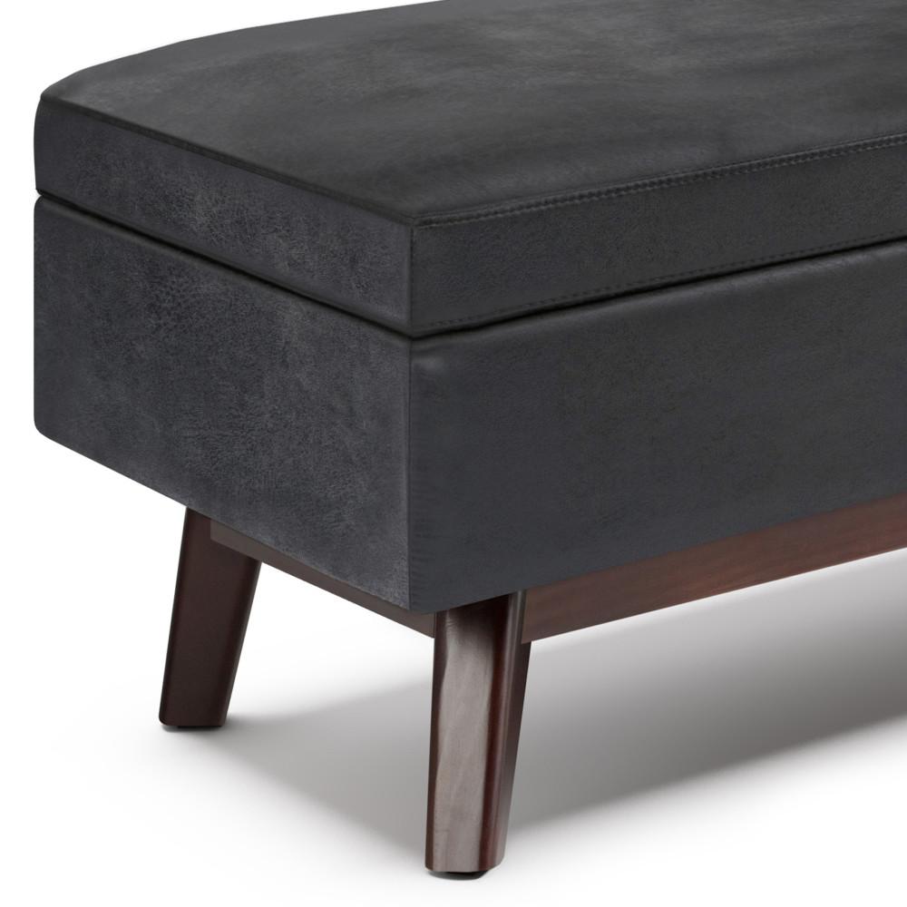 Distressed Black Distressed Vegan Leather | Owen Rectangular Storage Ottoman