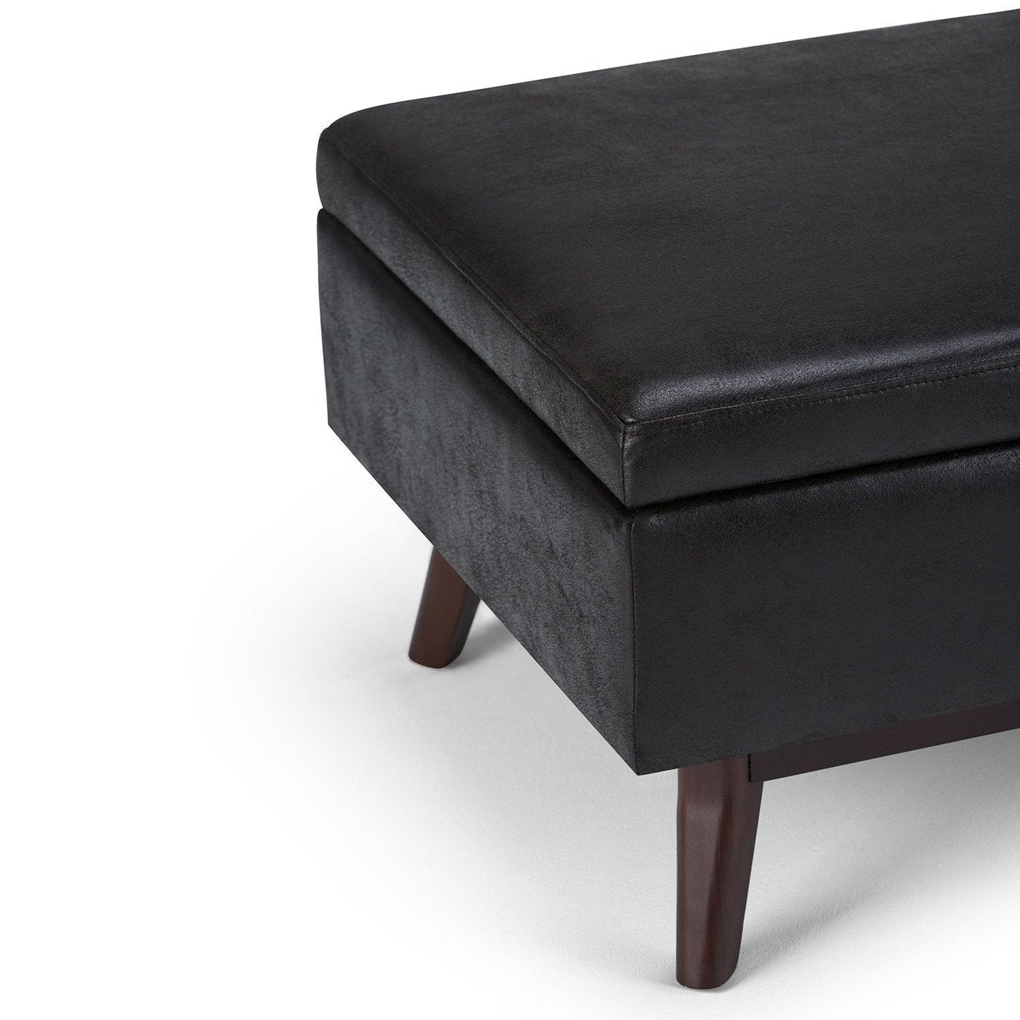 Distressed Black Distressed Vegan Leather | Owen Coffee Table Ottoman with Storage