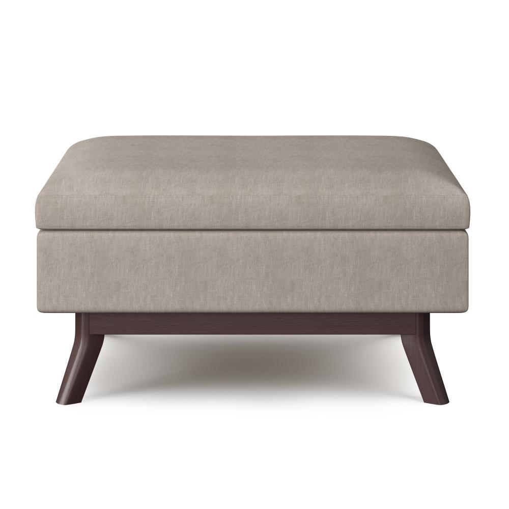 Natural Linen Style Fabric | Owen Coffee Table Ottoman with Storage