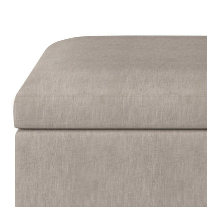 Natural Linen Style Fabric | Owen Coffee Table Ottoman with Storage