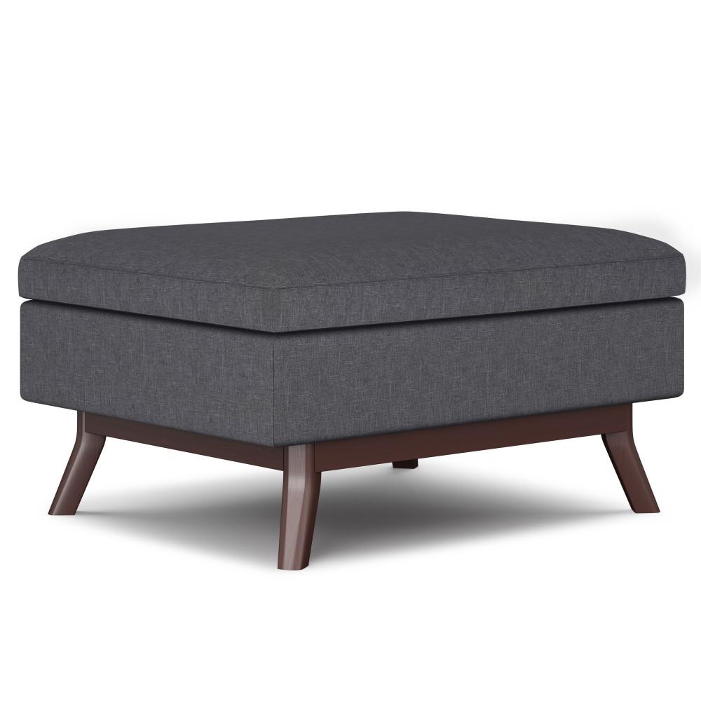 Slate Grey Linen Style Fabric | Owen Coffee Table Ottoman with Storage