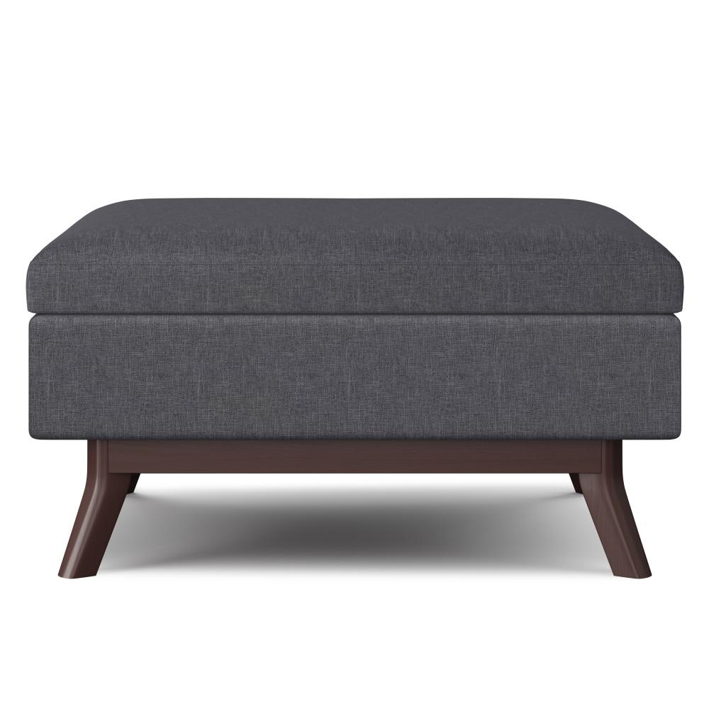 Slate Grey Linen Style Fabric | Owen Coffee Table Ottoman with Storage