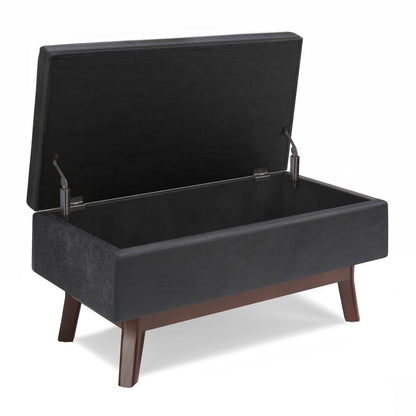 Distressed Black Distressed Vegan Leather | Owen Small Rectangular Storage Ottoman