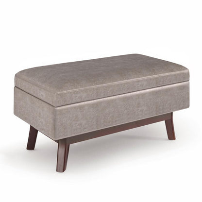 Distressed Grey Taupe Distressed Vegan Leather | Owen Small Rectangular Storage Ottoman