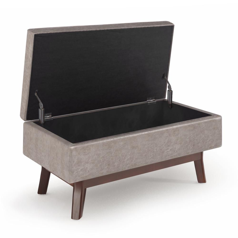 Distressed Grey Taupe Distressed Vegan Leather | Owen Small Rectangular Storage Ottoman