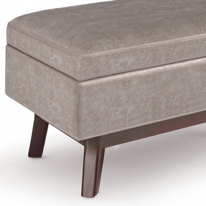 Distressed Grey Taupe Distressed Vegan Leather | Owen Small Rectangular Storage Ottoman