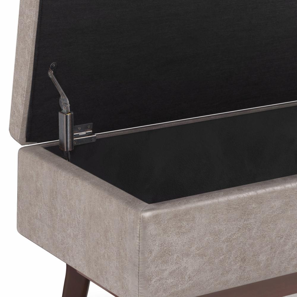 Distressed Grey Taupe Distressed Vegan Leather | Owen Small Rectangular Storage Ottoman