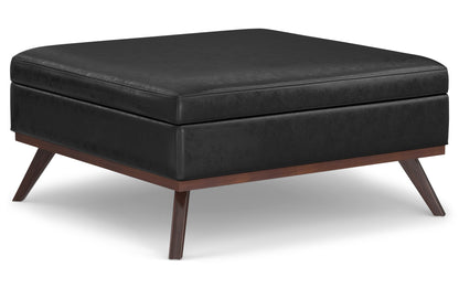 Distressed Black Distressed Vegan Leather | Owen XL Square Storage Ottoman