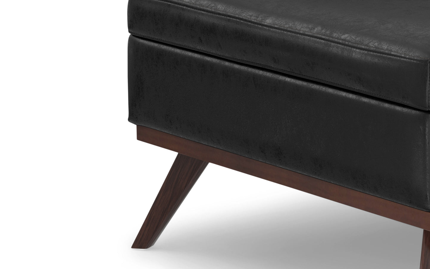 Distressed Black Distressed Vegan Leather | Owen XL Square Storage Ottoman