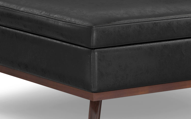 Distressed Black Distressed Vegan Leather | Owen XL Square Storage Ottoman