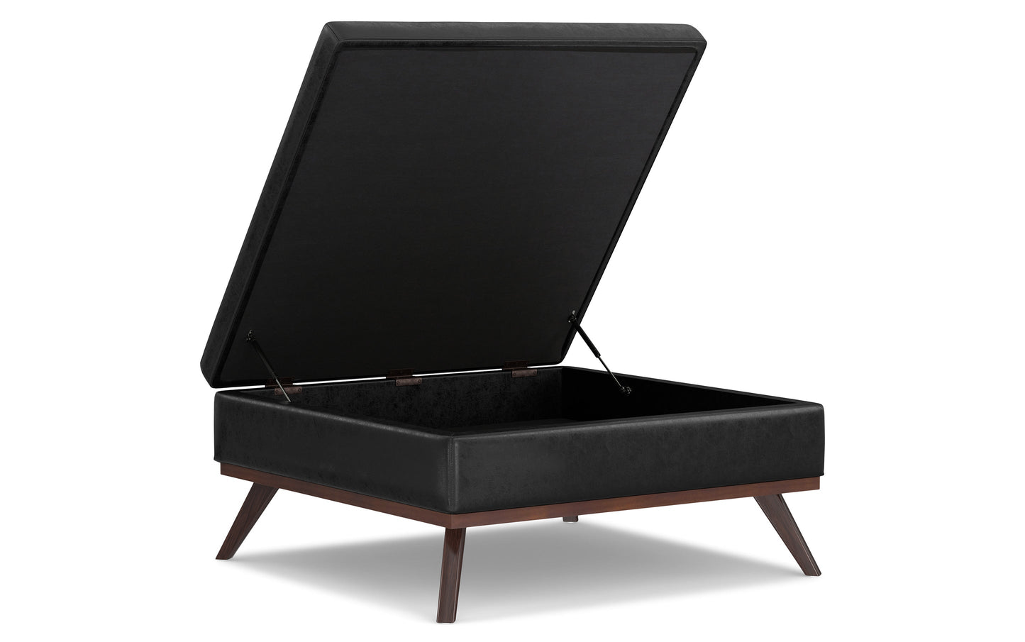 Distressed Black Distressed Vegan Leather | Owen XL Square Storage Ottoman