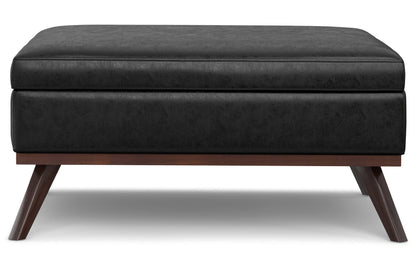 Distressed Black Distressed Vegan Leather | Owen XL Square Storage Ottoman