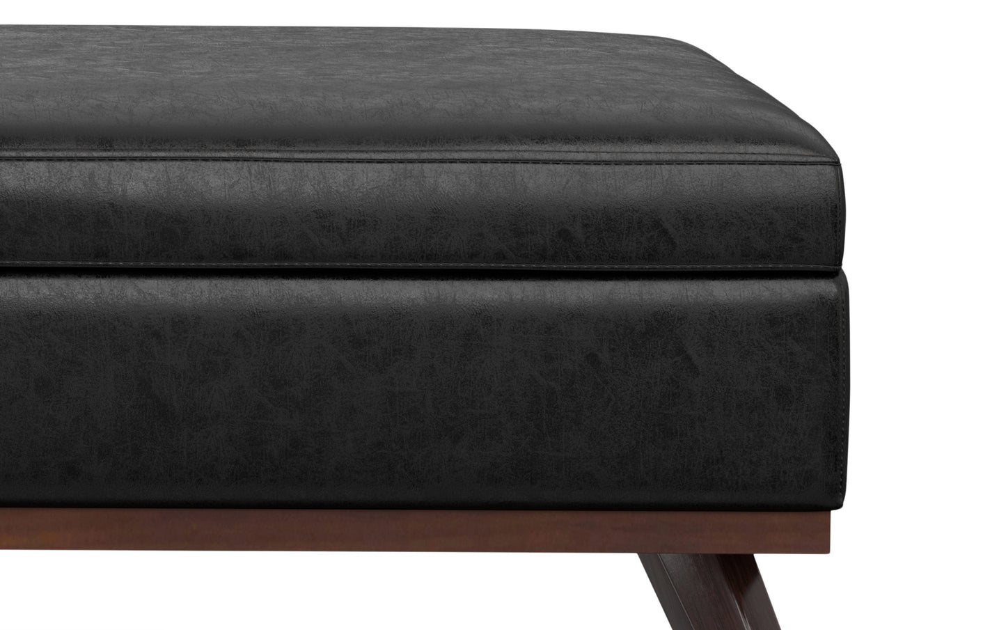 Distressed Black Distressed Vegan Leather | Owen XL Square Storage Ottoman