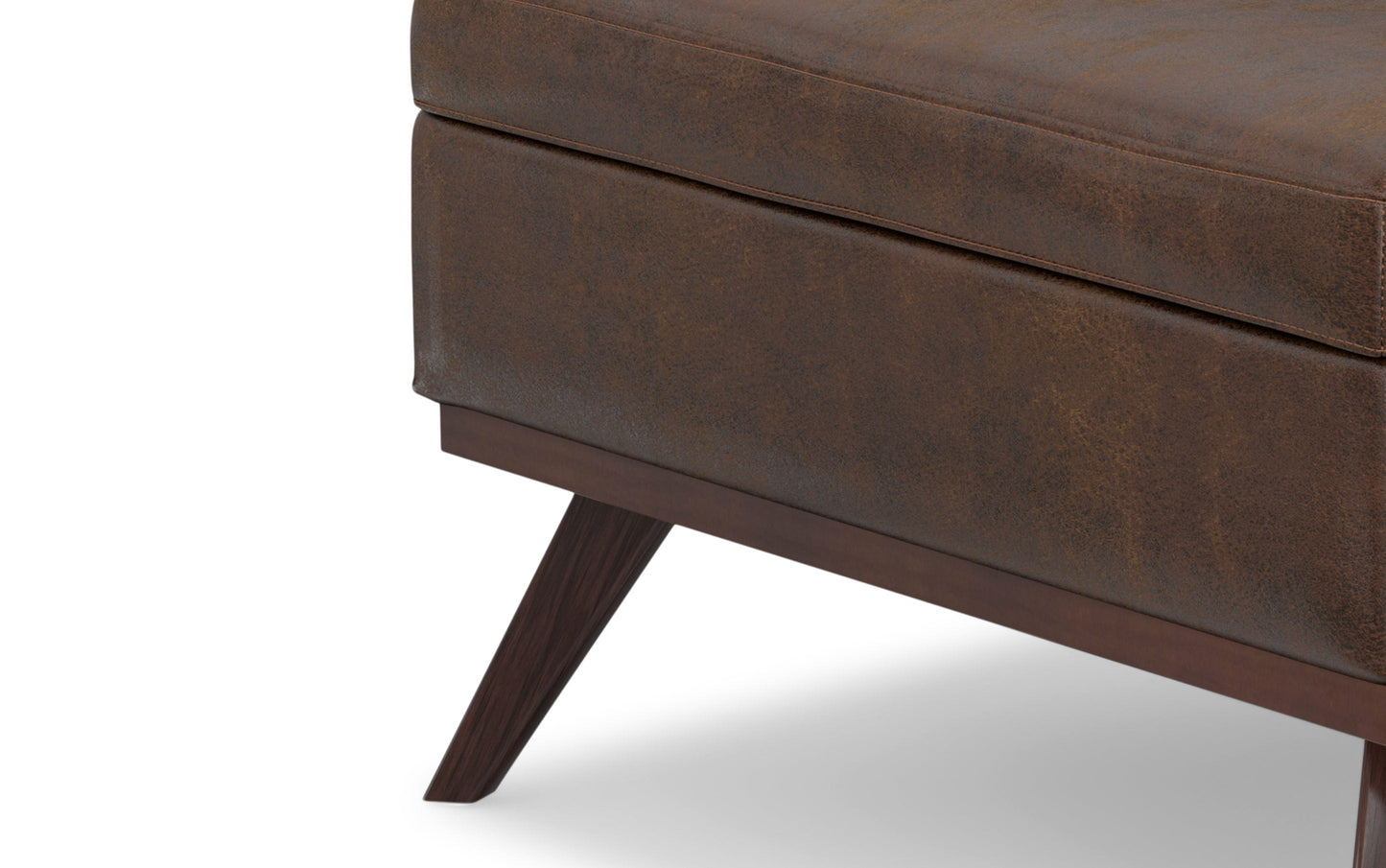 Distressed Chestnut Brown Distressed Vegan Leather | Owen XL Square Storage Ottoman