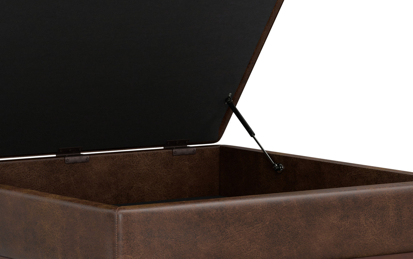 Distressed Chestnut Brown Distressed Vegan Leather | Owen XL Square Storage Ottoman