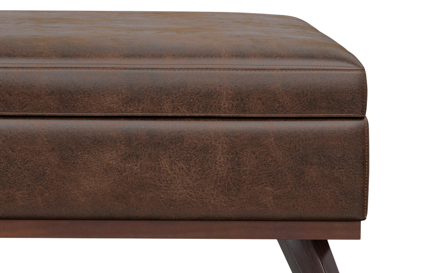 Distressed Chestnut Brown Distressed Vegan Leather | Owen XL Square Storage Ottoman