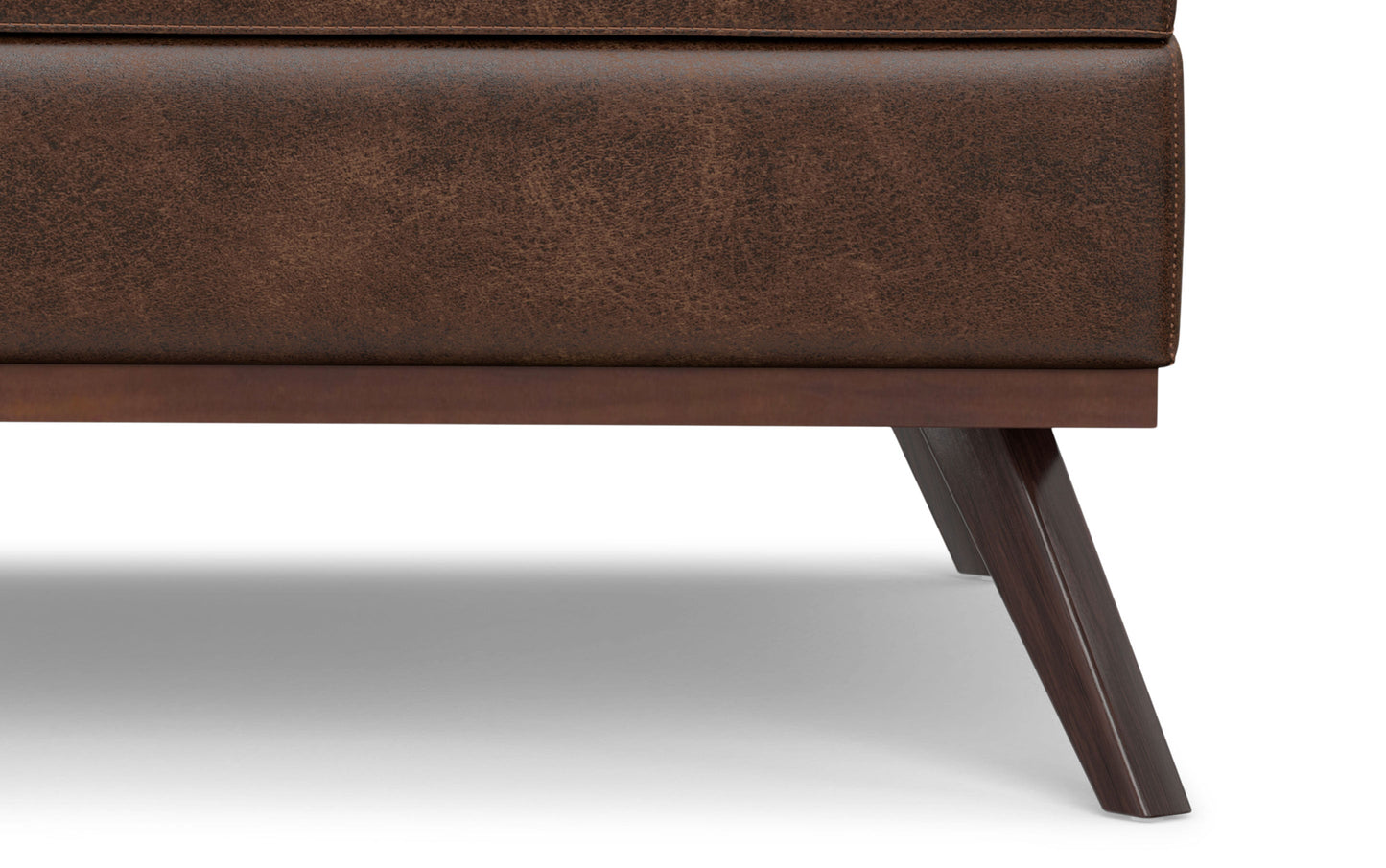 Distressed Chestnut Brown Distressed Vegan Leather | Owen XL Square Storage Ottoman